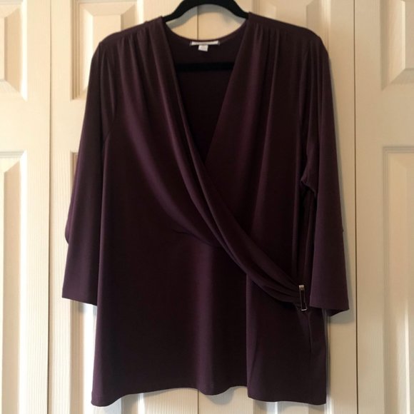 NWOT Charter Club Plus Faux-Wrap Hardware Top - Picture 4 of 6